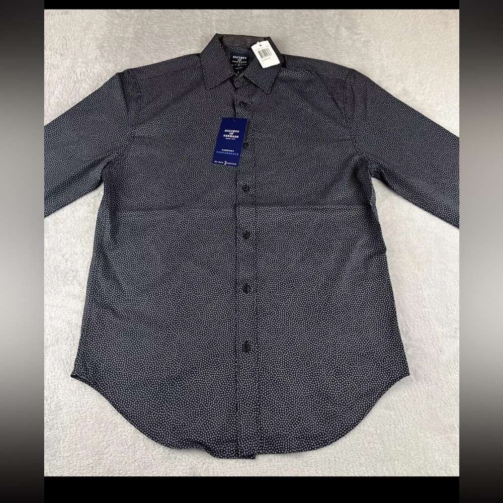 Society Of Threads mens Long Sleeve Slim Fit Button Up shirt size small